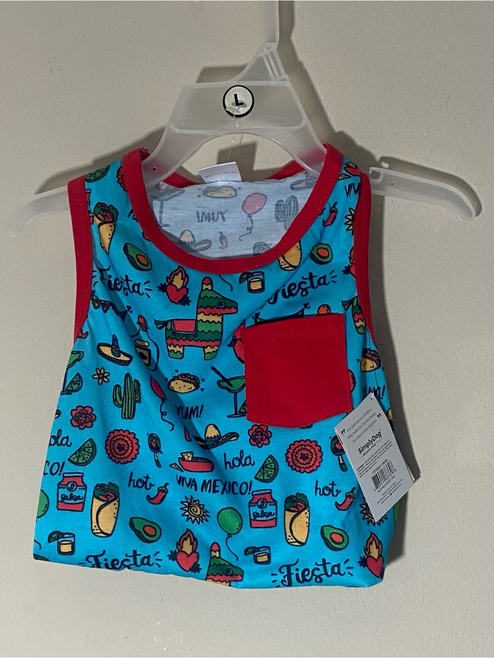 Fiesta-Print Dog Tank with Red Pocket - Unbranded